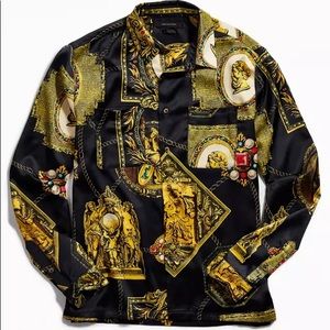 Urban Outfitters Men's UO Renaissance Blocks Satin Button-Down Shirt